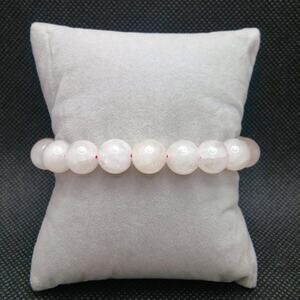 Artisan Rose Quartz Beaded Bracelet Light Pink 10mm Gemstones Bohemian Feminine